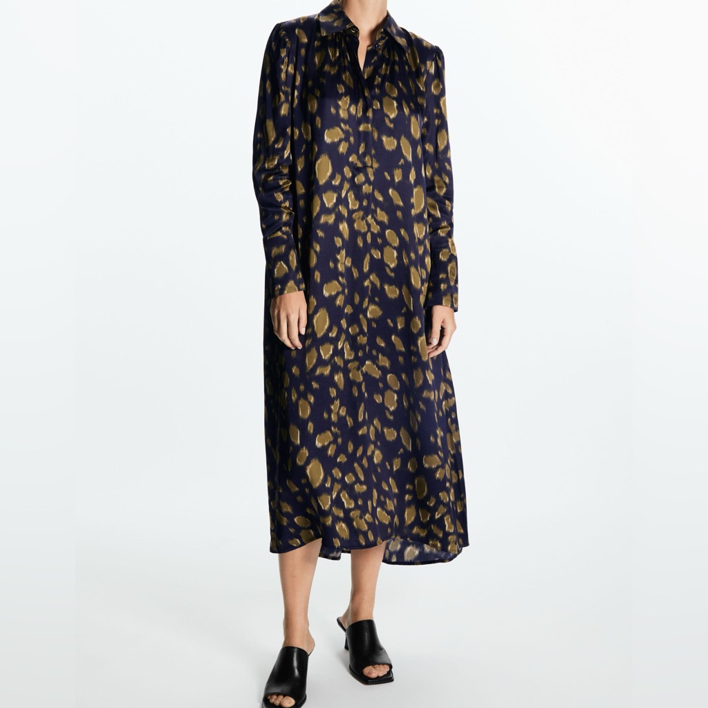 Cos Long Sleeve Printed Midi Dress